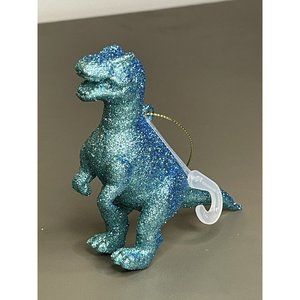Blue Dinosaur Christmas Holiday Glitter Ornament Lot Of 16 Holiday Time READ